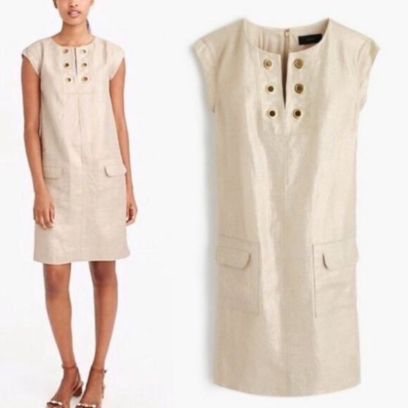 J. Crew Dresses & Skirts - J. Crew Shift Dress Linen Gold Mini